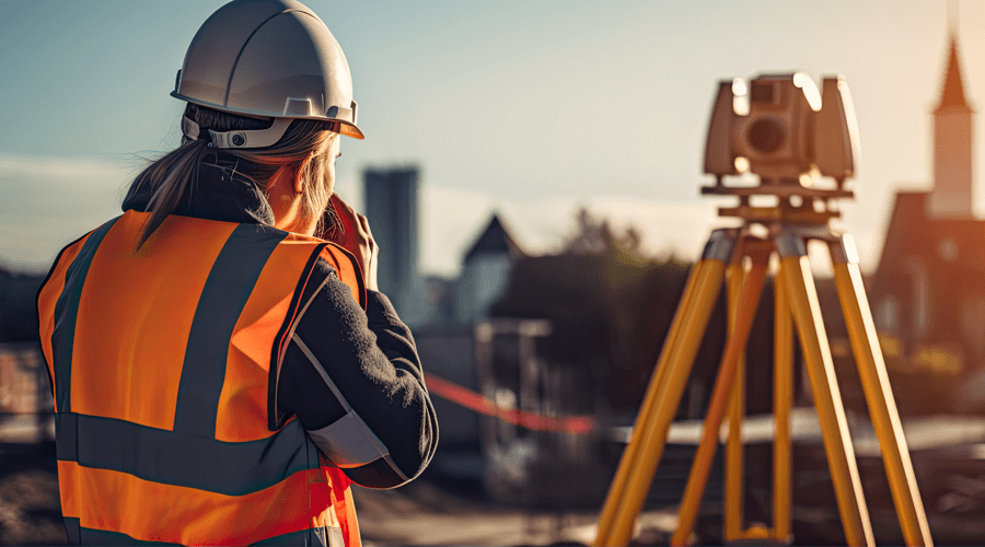 Surveyor on a construction site
